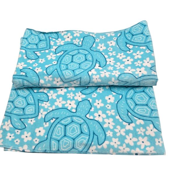 Truly Lou Oversize Beach Towel Sea Turtle Aqua Cotton Absorbent 36x72 Pool Spa - Picture 7 of 8